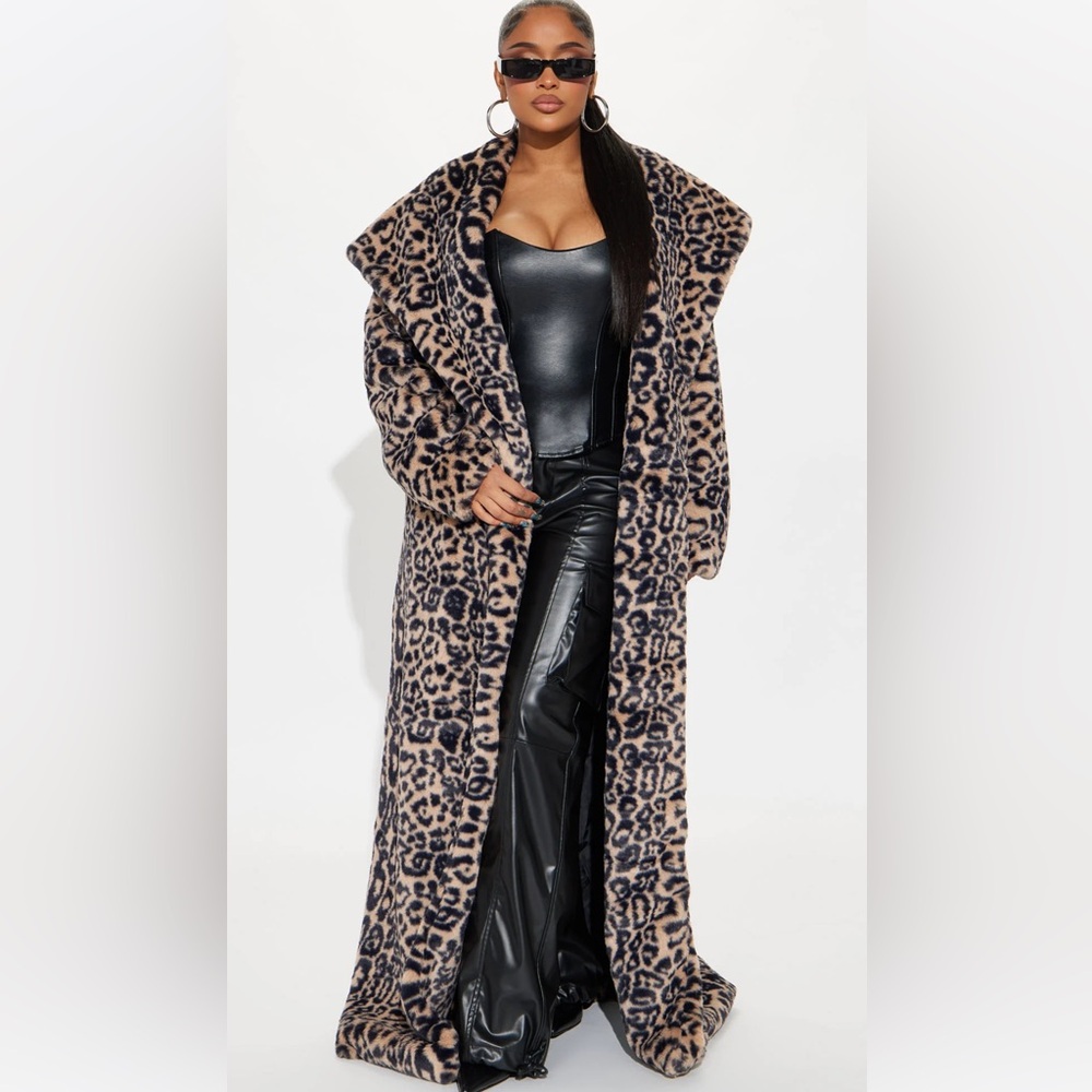 Keeping Up Faux Fur Coat - Brown/combo